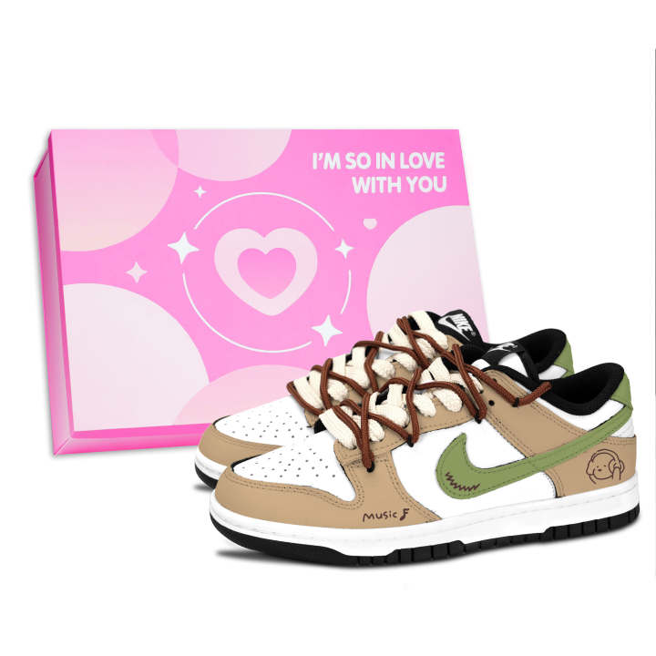 Nike Nike Dunk Black White, Brown Green Fun Cute Abrasion Resistant Slip Resistant Abrasion Resistant Slip Resistant Low top