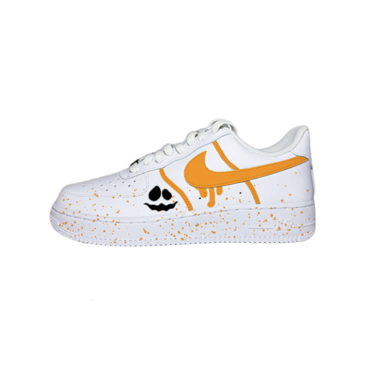 Nike Nike Air Force 1 07 Pumpkin Night Leather Low top Skateboard Shoes Men's Black White Orange