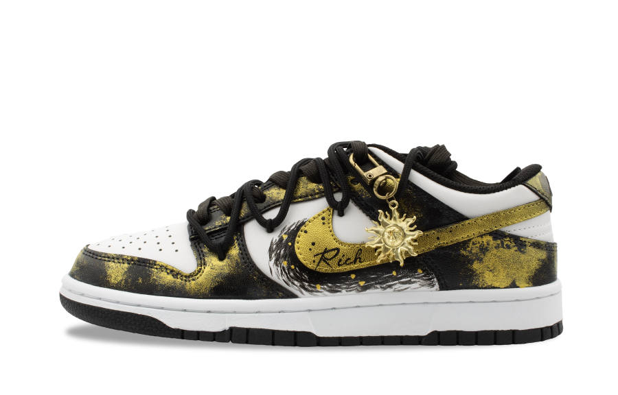 Nike Nike Dunk Money Empire Coverage Abrasion Resistant Low top Skateboard Shoes Unisex Black Gold