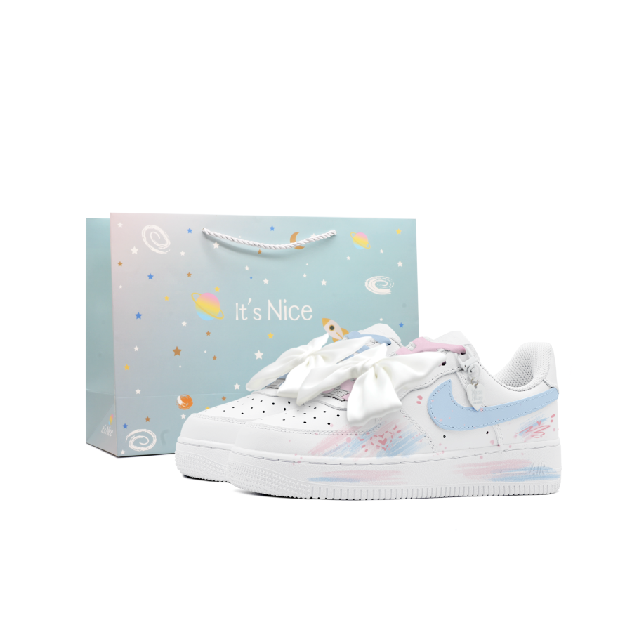 Nike Nike Air Force 1 Abrasion Resistant Abrasion Resistant Low top Skateboard Shoes Women's Blue Pink White