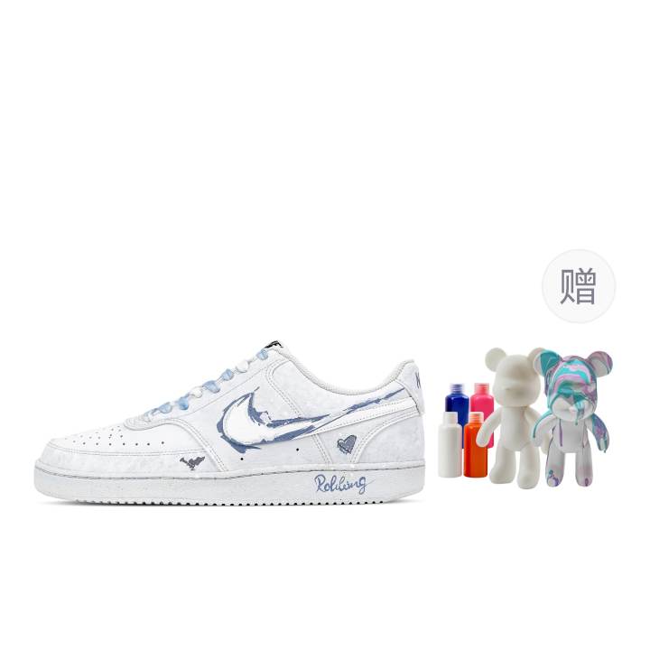 Nike Nike Court Vision 1 Heartfelt Night Blue, Fluid Bear Abrasion Resistant Low top Skateboard Shoes Men's Blue White