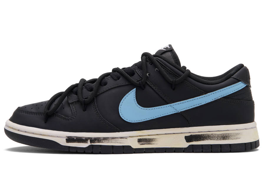 Nike Nike Dunk Black Blue Track Abrasion Resistant Abrasion Resistant Low top Skateboard Shoes Unisex Black White Blue