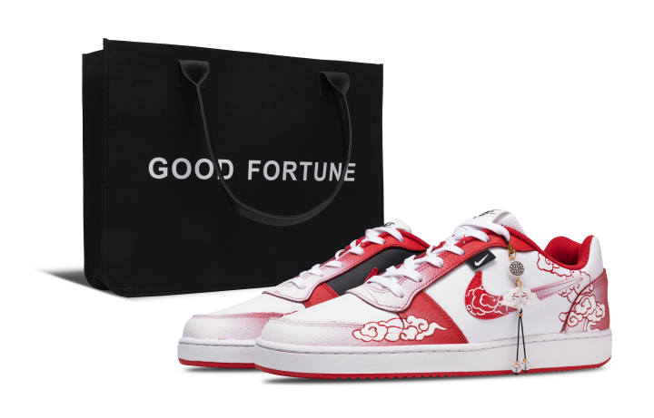 Nike Nike EBERNON Danyun Tu, Special Shopping Bag Abrasion Resistant Low top Skateboard Shoes Men's White Red