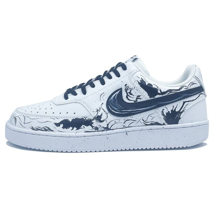 Nike Nike Court Vision Magic Bead Leather Slip Resistant Cushioning Abrasion Resistant Low top Skateboard Shoes Unisex White