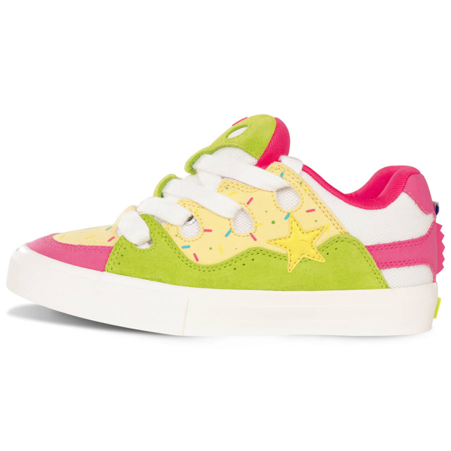 Ollieskate Slip Resistant Abrasion Resistant Balance Low top Skateboard Shoes Unisex White Yellow Green
