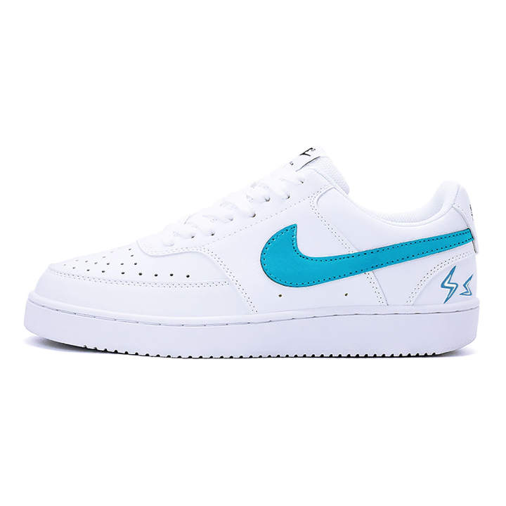 Nike Nike Court Vision 1 Bay Blue Leather Slip Resistant Abrasion Resistant Low top Skateboard Shoes Unisex Blue White