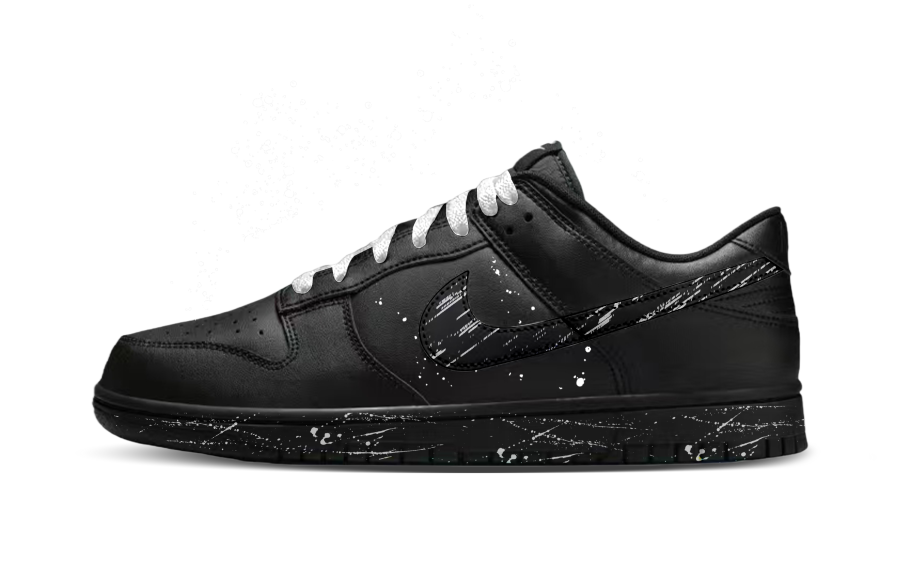 Nike Nike Dunk Sparkling Silver Leather Abrasion Resistant Abrasion Resistant Low top Skateboard Shoes Unisex Black