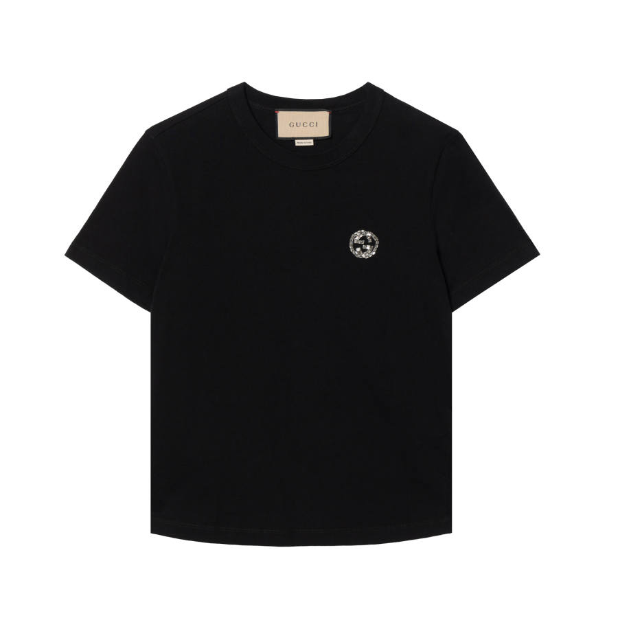 GUCCI Embellished Logo Crewneck T-Shirt