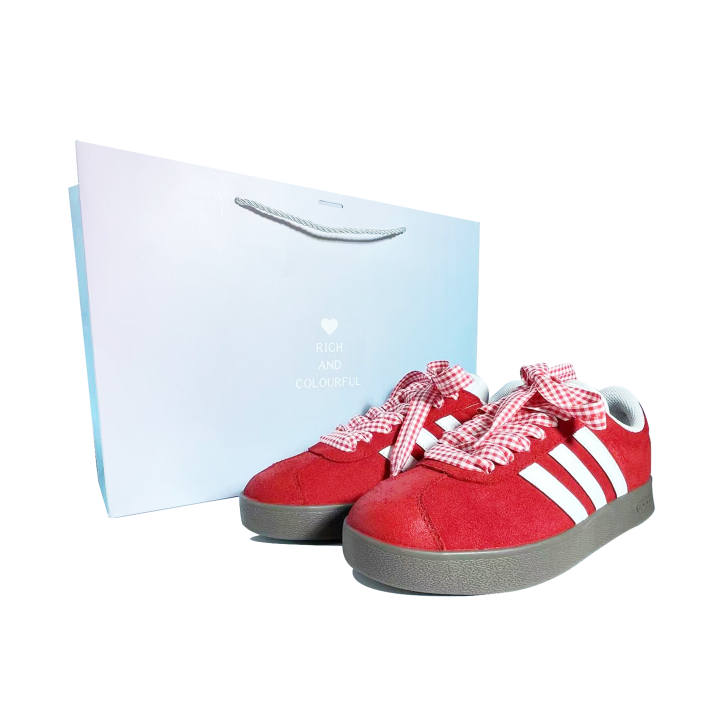 Adidas Adidas Red Plaid Leather Coverage Quick Dry Lightweight Coverage Quick Dry Lightweight Low top Skateboard Shoes Unisex