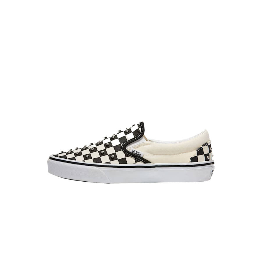 Vans CLASSIC SLIP on Abrasion Resistant Low top Skateboard Shoes Unisex Black White