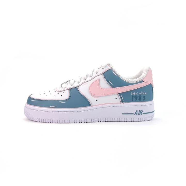 Nike Nike Air Force 1 Iridescent 1985 Slip Resistant Abrasion Resistant Low top Skateboard Shoes Unisex Blue White