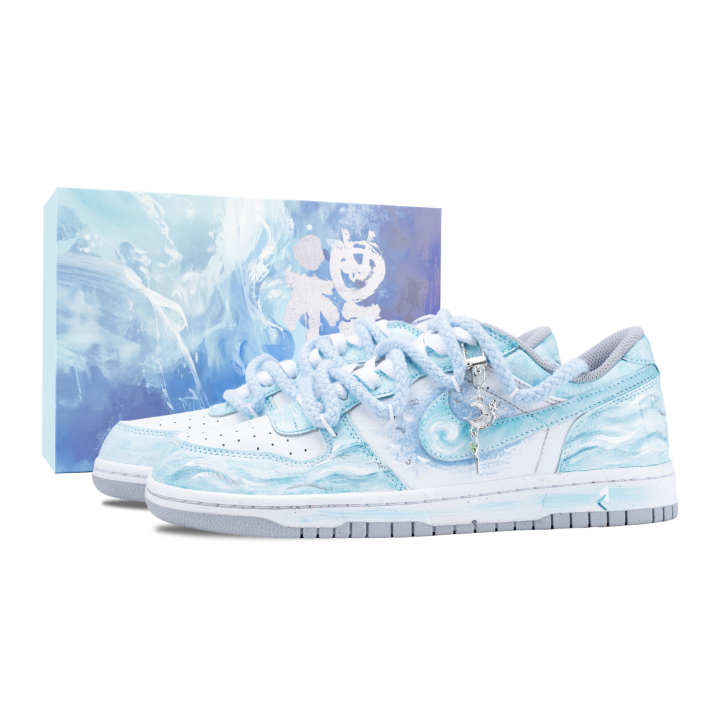 Nike Nike Big Sea Moon Abrasion Resistant Breathable Low top Skateboard Shoes Men's White Blue