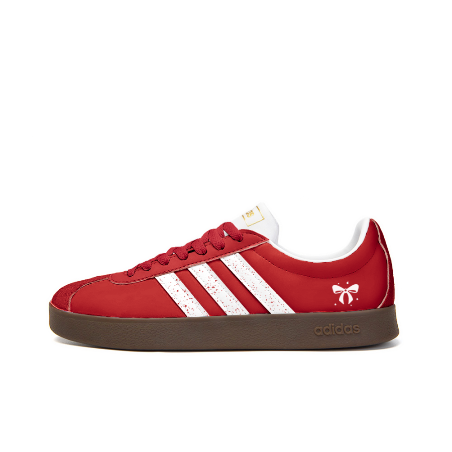 Adidas Neo VL Court 2.0 Name Spring Guide Small Flower Anti-Slip Wear-Resistant Low-Top Skateboard Shoes Unisex Red