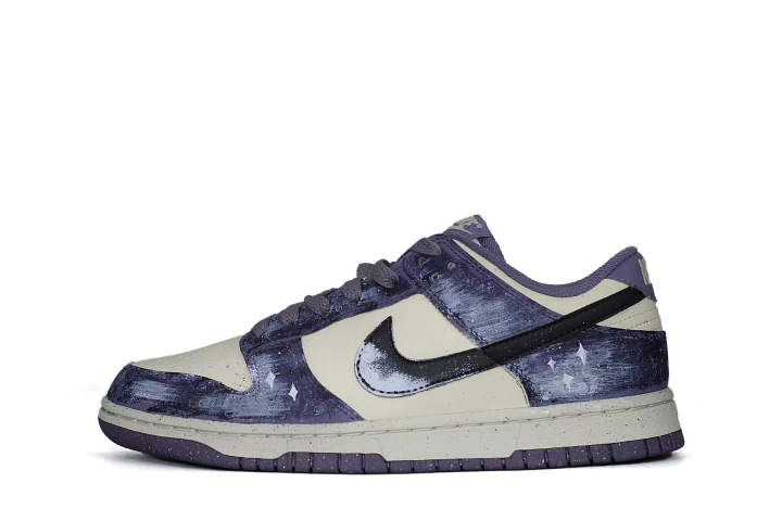 Nike Nike Dunk Galaxy Abrasion Resistant Low top Skateboard Shoes Unisex Black Purple Ecru
