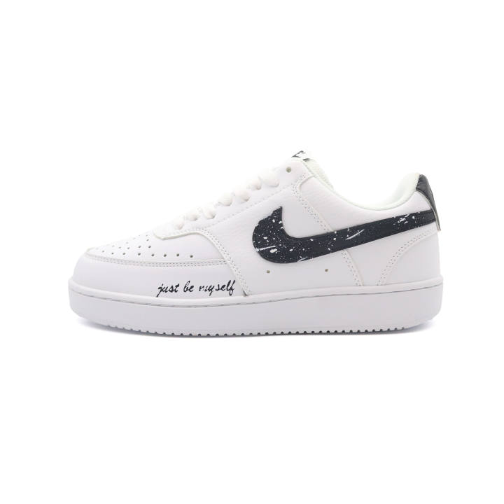 Nike Nike Court Vision Rise And Prosper Leather Lightweight Low top Skateboard Shoes Unisex Black White