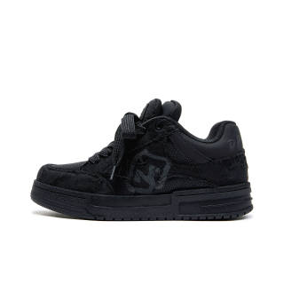 MQMS Distressed Aesthetic Collection Chinese Fashion Trend Street Black Warrior Puffy Shoes