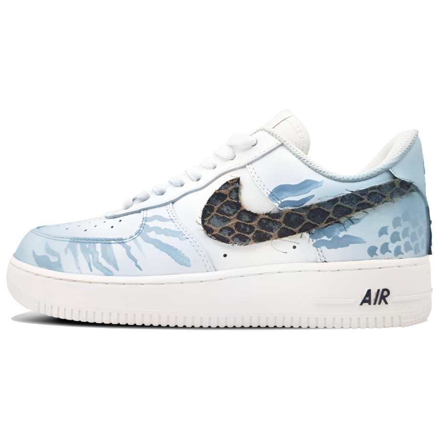 Nike Nike Air Force 1 Ice Age Beast Tracks Abrasion Resistant Low top Skateboard Shoes Unisex Little Cyan