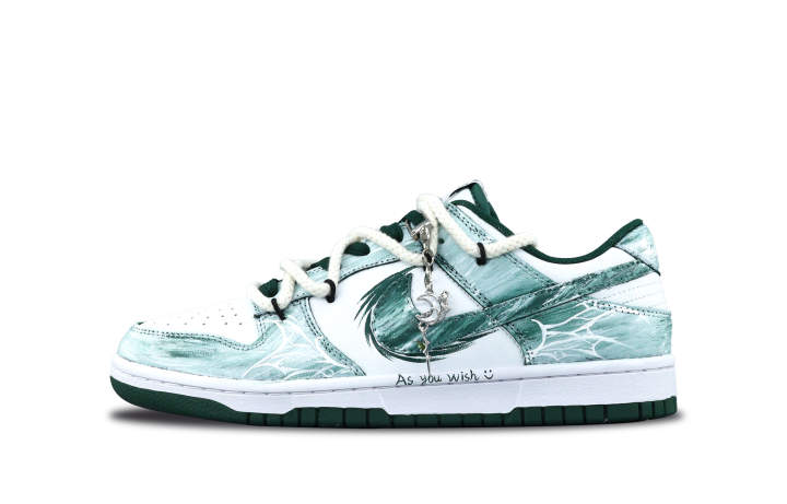 Nike Nike Dunk Blue Feather Wish Abrasion Resistant Low top Skateboard Shoes Unisex White Green