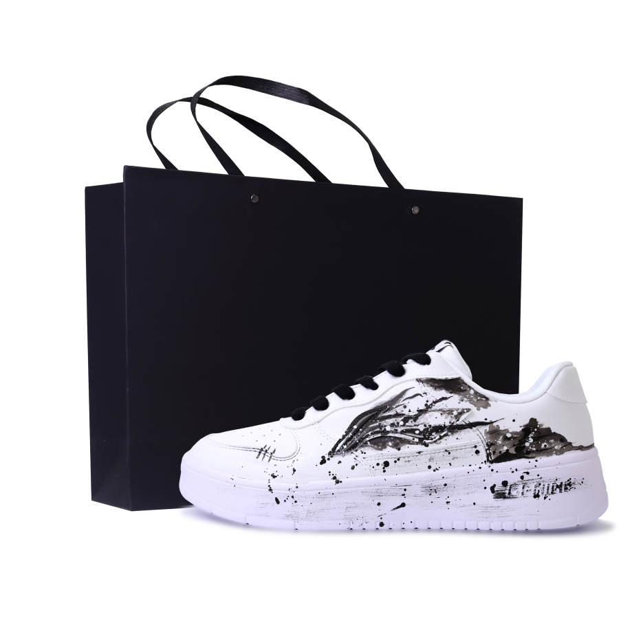 Li-Ning Li Ning Floating Boat Abrasion Resistant Lightweight Breathable Low top Skateboard Shoes Unisex Black White