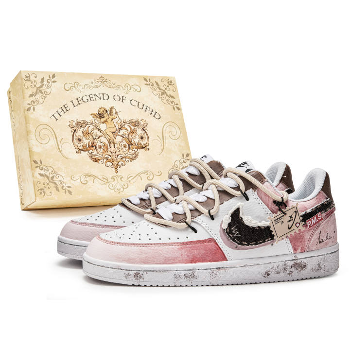 Nike Nike Court Vision 1 Slip Resistant Abrasion Resistant Low top Skateboard Shoes Men's Pink White
