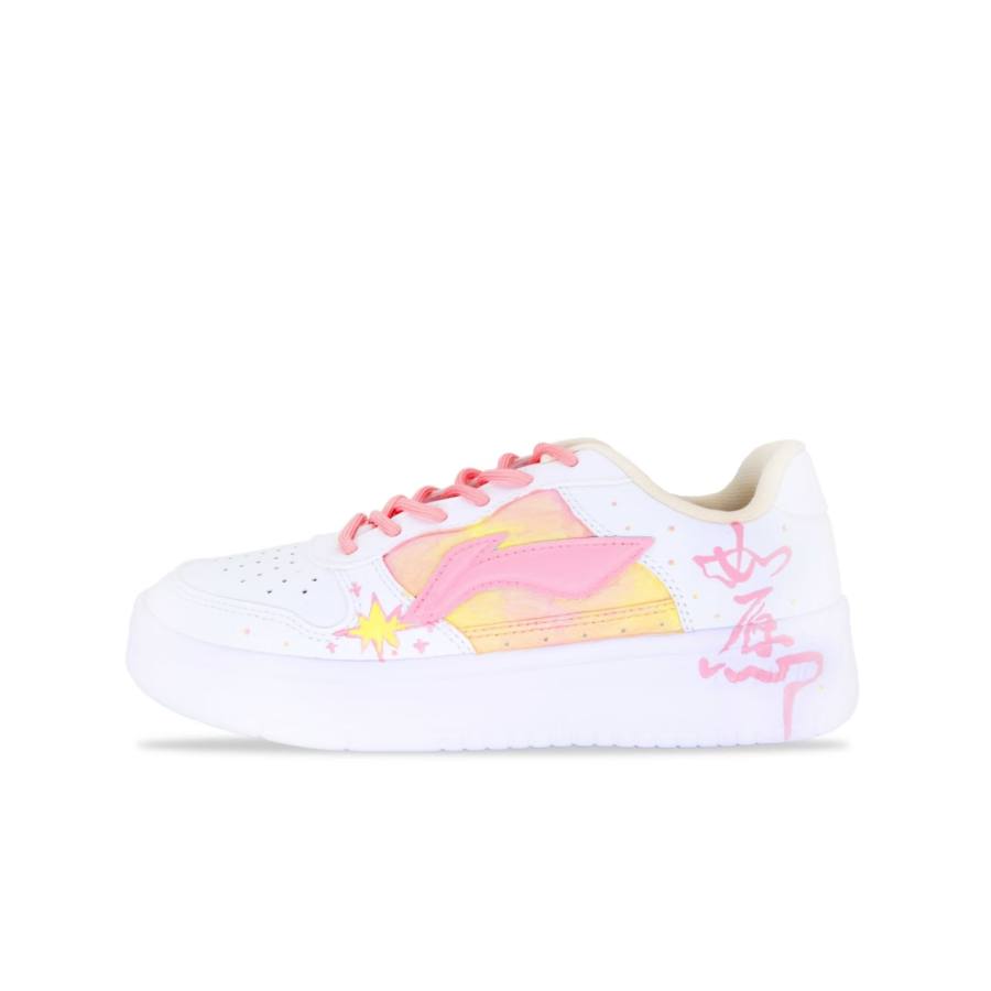 Li-Ning Li Ning Floating Boat Wear resistant And Lightweight Low top Skateboard Shoes Women's White Pink
