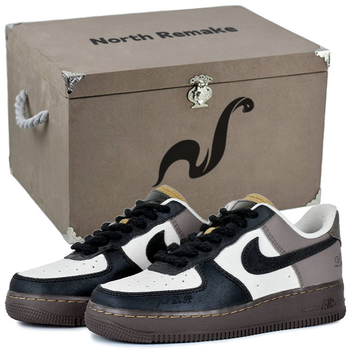 Nike Nike Air Force 1 Wear resistant And Lightweight Low top Skateboard Shoes Unisex Brown White Black