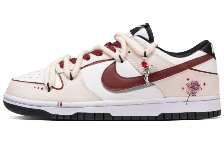 Nike Nike Dunk Rose Believers Abrasion Resistant Low top Skateboard Shoes Unisex Beige Red