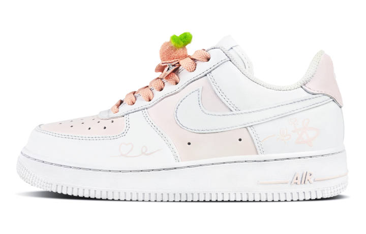 Nike Nike Air Force 1 'Triple White Peach Blossom Luck Abrasion Resistant Low top Skateboard Shoes Women's Pink White