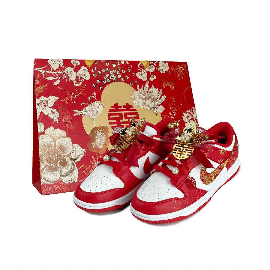 Nike Nike Dunk Golden Jade Perfect Match Abrasion Resistant Low top Skateboard Shoes Women's Red