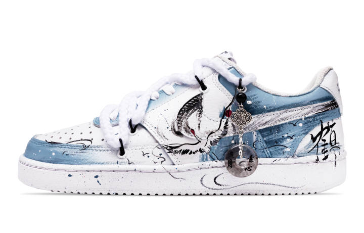 Nike Nike Court Vision 1 Slip Resistant Abrasion Resistant Low top Skateboard Shoes Unisex White Blue