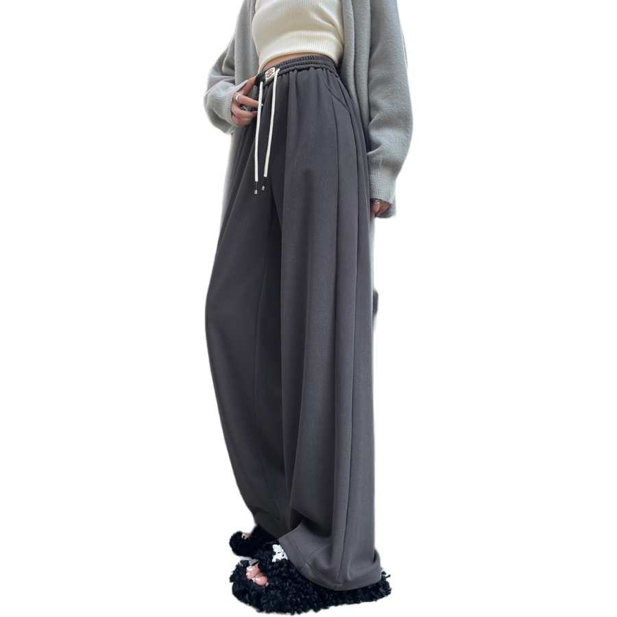 Tonlion Casual Pants Women's Dark Gray Moderate Wide Leg Pants