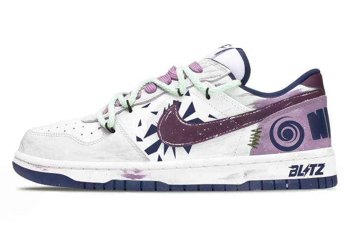 Nike Nike Big Purple Flame Star Pattern Cushioning, Wear Resistant Low top Skateboard Shoes Unisex