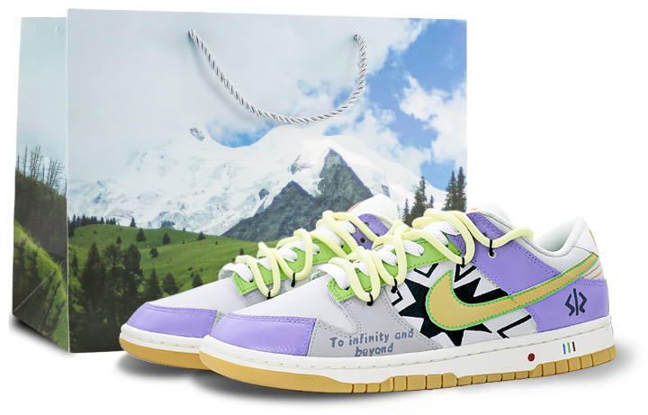 Nike Nike Dunk Cushioning, Wear Resistant Low top Skateboard Shoes Unisex White Yellow Purple