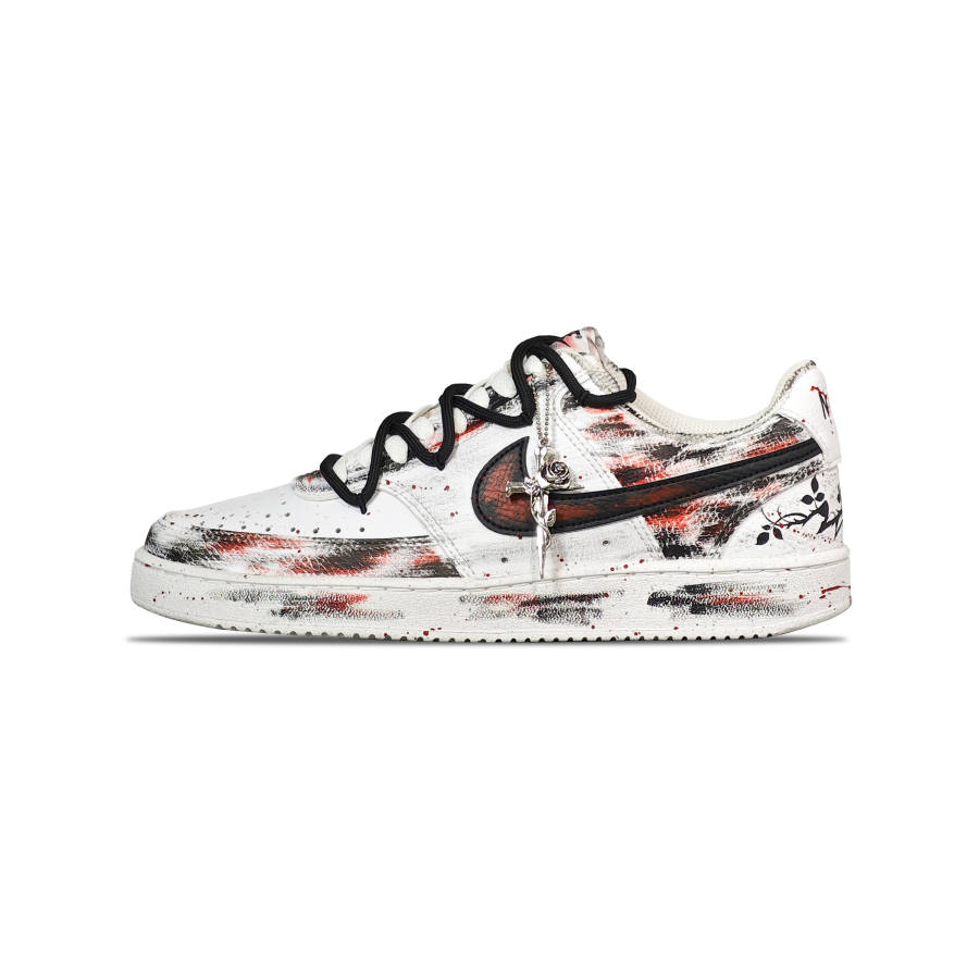 Nike Nike Court Vision 1 Slip Resistant Abrasion Resistant Low top Skateboard Shoes Men's Black White Red