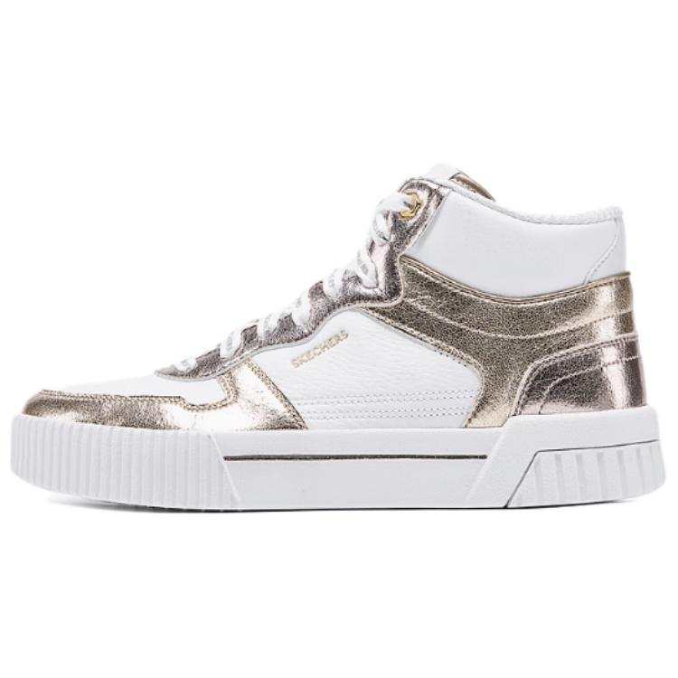 Skechers Court Classics High top Skateboard Shoes Women's White Gold