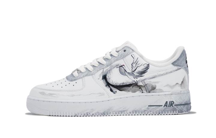 Nike Nike Air Force 1 Slip Resistant Abrasion Resistant Low top Skateboard Shoes Men's Black White Gray