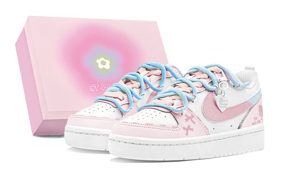 Nike Nike Court Borough Heart Bowknot, Couple's, Naughty, Sweet Style Girlish Abrasion Resistant Abrasion Resistant Low top