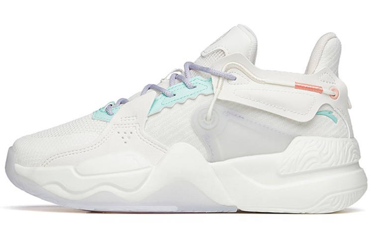 Anta Life Collection Slip Resistant Abrasion Resistant Low top Skateboard Shoes Women's White Purple Green