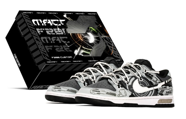 Nike Nike Dunk Time Space Mechanical, Special Box, Vintage Design, Hand Drawn, Futuristic Feel Abrasion Resistant