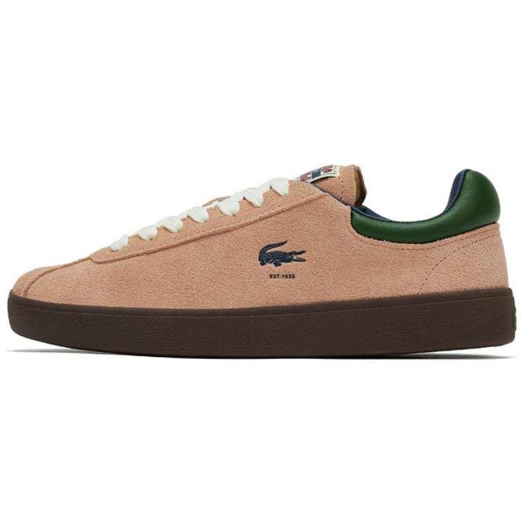 LACOSTE Cow Split Leather Low top Skateboard Shoes Women's Pink Brown Green