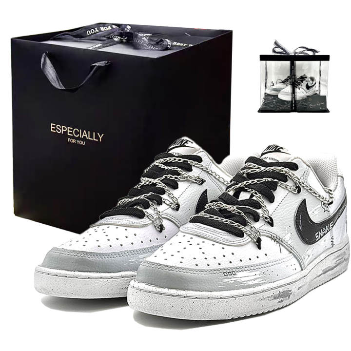 Nike Nike Court Vision 1 Abrasion Resistant Low top Skateboard Shoes Men's Black White