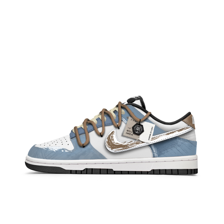 Nike Nike Dunk Freedom Panda, Kale Latte Slip Resistant Abrasion Resistant Low top Skateboard Shoes Unisex Blue White
