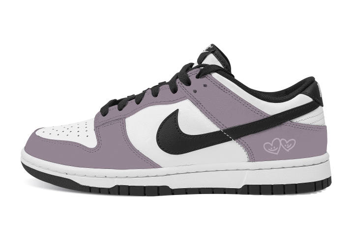 Nike Nike Dunk Heartfelt Impressions Abrasion Resistant Low top Skateboard Shoes Unisex Purple White