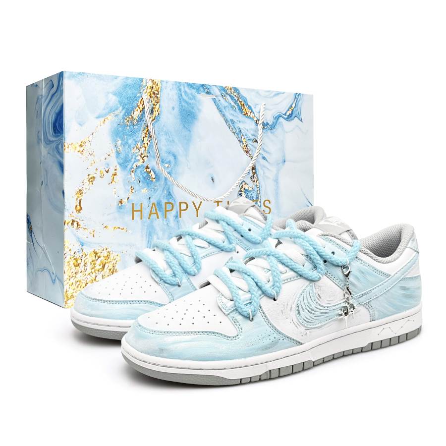 Nike Nike Dunk Abrasion Resistant Lightweight Breathable Slip Resistant Low top Skateboard Shoes Unisex White Blue