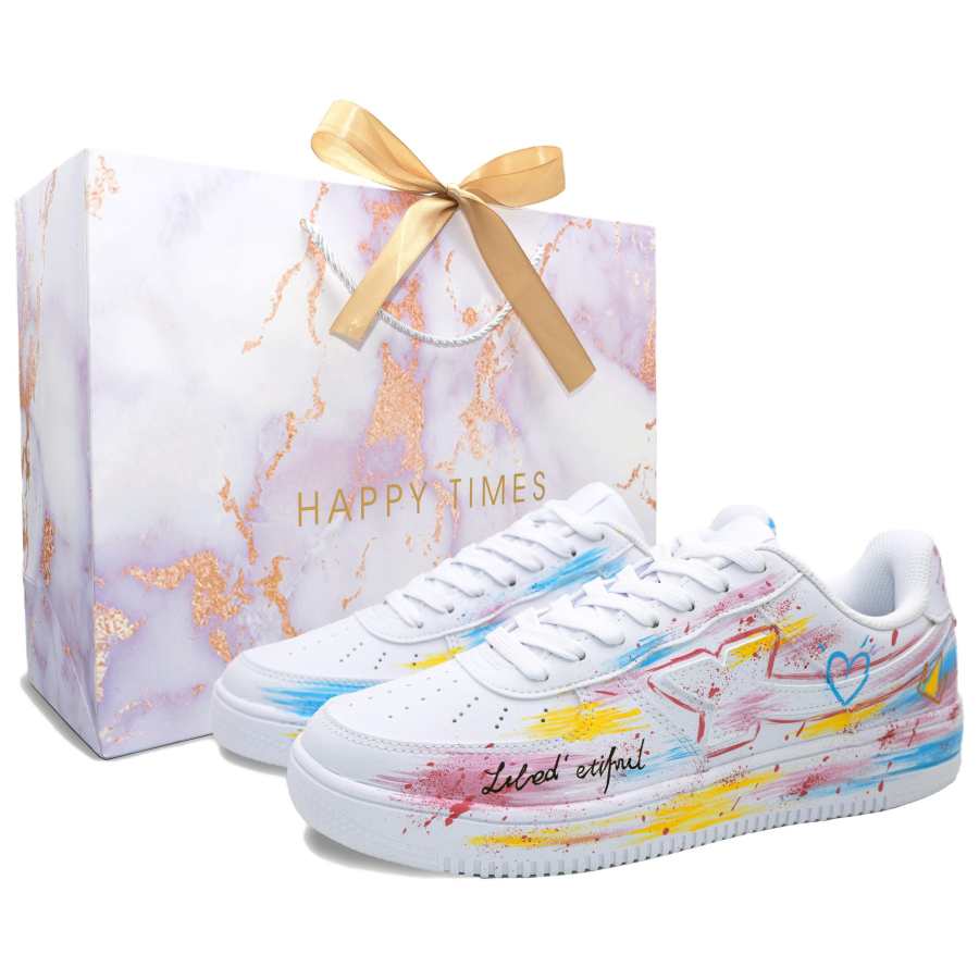 XTEP Air Force 1 Dazzling Color Graffiti Two Tone Slip Resistant, Abrasion Resistant, Breathable Low top