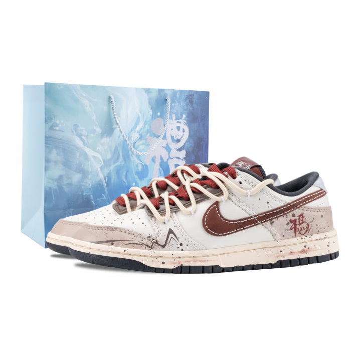 Nike Nike Dunk Auspicious Red Horse Abrasion Resistant Skateboard Shoes Men's Beige Red
