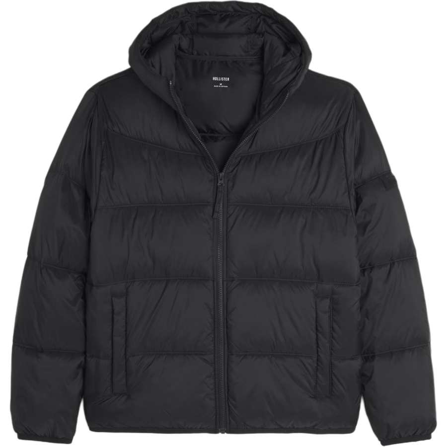 Hollister/ Puffer Jackets Men's Black Hooded Moderate