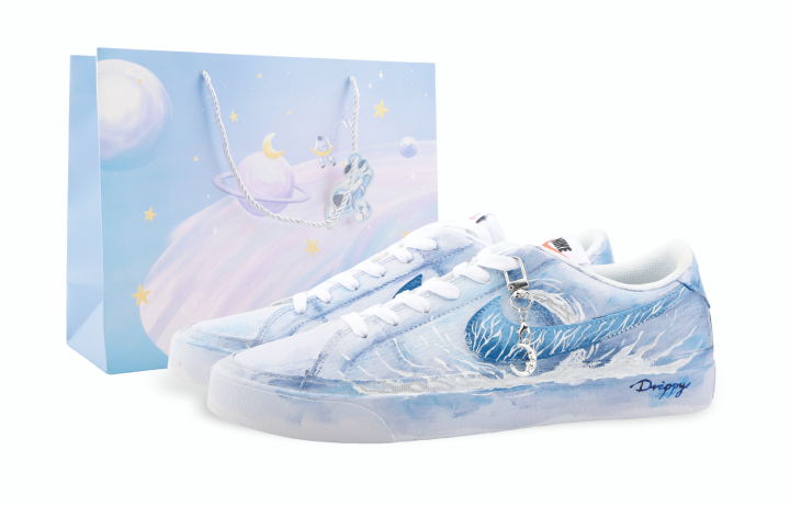 Nike Nike Court Legacy Drippy Lunar Eclipse Abrasion Resistant Abrasion Resistant Low top Skateboard Shoes Men's Blue White