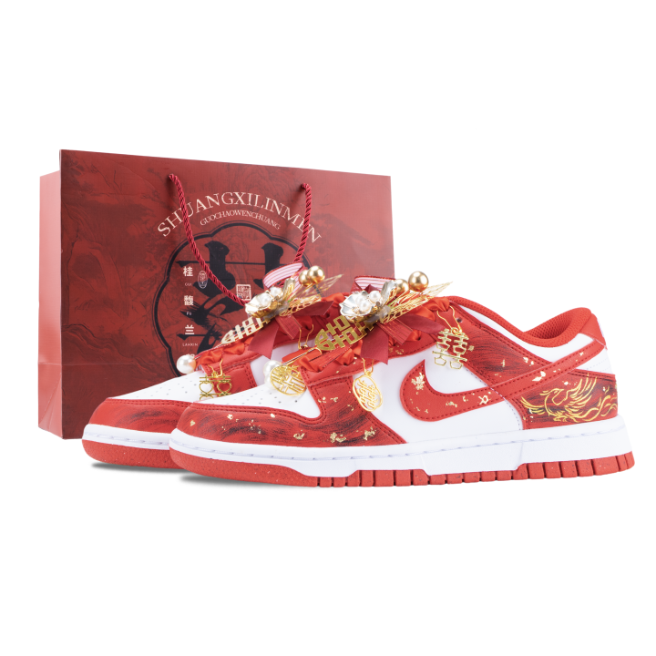 Nike Nike Dunk Bonded For Life Slip Resistant Abrasion Resistant Low top Skateboard Shoes Unisex Red