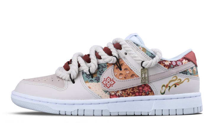 Nike Nike Dunk Low Cushioning Abrasion Resistant Balance Low top Skateboard Shoes Unisex Beige Red